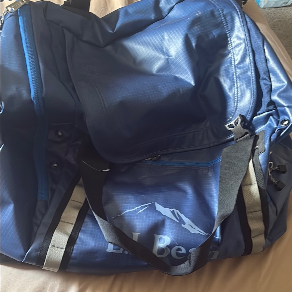 L.L. Bean Blue and Black Duffel Bag Sporty Design